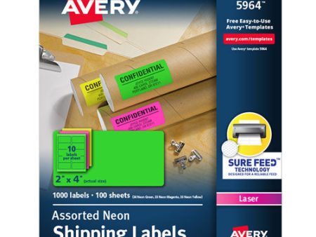 High-visibility Permanent Laser Id Labels, 2 X 4, Neon Assorted, 1000 box For Cheap